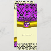 DAMASK EDELSTEEN MONOGRAAM paars violet Kaart (Voorkant / Achterkant)