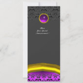 DAMASK EDELSTEEN MONOGRAAM paars violet zijde Kaart (Achterkant)