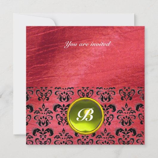 DAMASK EDELSTEEN MONOGRAAM paarse zijde Kaart (Voorkant)
