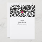DAMASK EDELSTEEN MONOGRAAM robijn roze fuchsia gou Kaart (Achterkant)