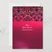 DAMASK EDELSTEEN MONOGRAAM robijn roze fuchsia Kaart (Achterkant)