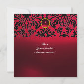 DAMASK EDELSTEEN MONOGRAAM robijnrood bordeauxrood Kaart (Achterkant)