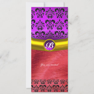DAMASK EDELSTEEN MONOGRAAM roze paars violette zij Kaart