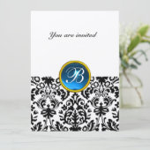 DAMASK EDELSTEEN MONOGRAAM saffierblauw vilt Kaart (Staand voorkant)