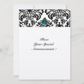 DAMASK EDELSTEEN MONOGRAAM saffierblauw vilt Kaart (Achterkant)