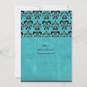 DAMASK EDELSTEEN MONOGRAAM zijde blauw zwart wit Kaart (Achterkant)