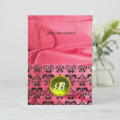DAMASK EDELSTEEN MONOGRAAM zijde roze Kaart (Staand voorkant)