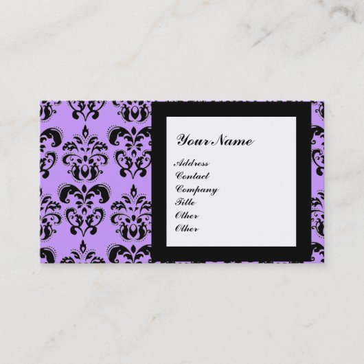 DAMASK EDELSTEEN MONOGRAM, 2 topaas, paars Visitekaartje (Voorkant)