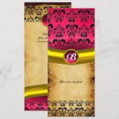 DAMASK EDELSTEEN MONOGRAM ,bruin perkament Kaart (Voorkant / Achterkant)