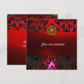 DAMASK EDELSTEEN MONOGRAM burgundyrood waszegel Kaart (Voorkant / Achterkant)