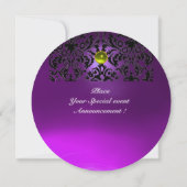 DAMASK EDELSTEEN MONOGRAM  geel paars Kaart (Achterkant)