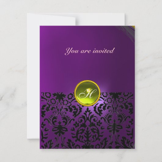 DAMASK EDELSTEEN MONOGRAM geel paars Kaart (Voorkant)
