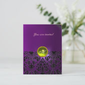 DAMASK EDELSTEEN MONOGRAM geel paars Kaart (Staand voorkant)