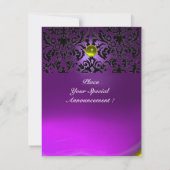 DAMASK EDELSTEEN MONOGRAM geel paars Kaart (Achterkant)