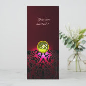 DAMASK EDELSTEEN MONOGRAM geel rood bordeauxrood Kaart (Staand voorkant)