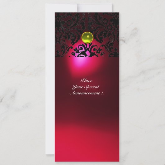 DAMASK EDELSTEEN MONOGRAM geel rood bordeauxrood Kaart (Achterkant)