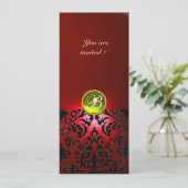DAMASK EDELSTEEN MONOGRAM geel rood Kaart (Staand voorkant)