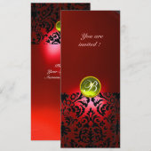 DAMASK EDELSTEEN MONOGRAM geel rood Kaart (Voorkant / Achterkant)
