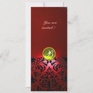 DAMASK EDELSTEEN MONOGRAM geel rood Kaart