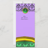 DAMASK EDELSTEEN MONOGRAM groen,paars,roze Kaart (Achterkant)