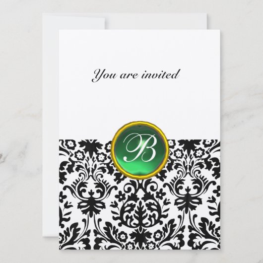 DAMASK EDELSTEEN MONOGRAM jade groen gespikkeld Kaart (Voorkant)