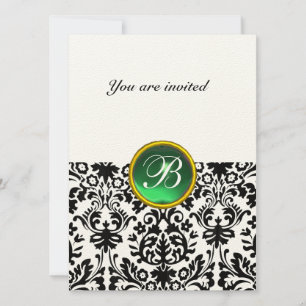 DAMASK EDELSTEEN MONOGRAM jade groen gespikkeld Kaart