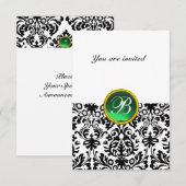 DAMASK EDELSTEEN MONOGRAM jade groen wit rsvp Kaart (Voorkant / Achterkant)