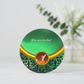 DAMASK EDELSTEEN MONOGRAM oranje groen Kaart (Staand voorkant)