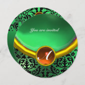 DAMASK EDELSTEEN MONOGRAM oranje groen Kaart (Voorkant / Achterkant)