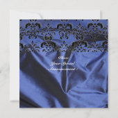 DAMASK EDELSTEEN MONOGRAM paarse zijde blauw Kaart (Achterkant)
