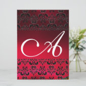 DAMASK EDELSTEEN MONOGRAM rood bordeauxrood wit Kaart (Staand voorkant)
