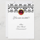 DAMASK EDELSTEEN MONOGRAM rood bordeauxrood wit Kaart (Achterkant)