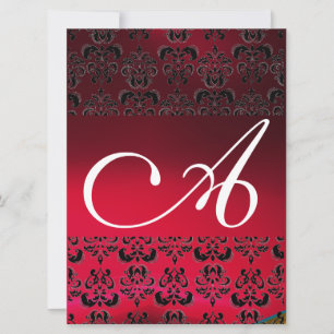 DAMASK EDELSTEEN MONOGRAM rood bordeauxrood wit Kaart
