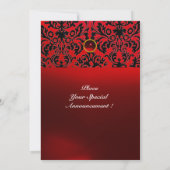 DAMASK EDELSTEEN MONOGRAM rood burgundy Kaart (Achterkant)