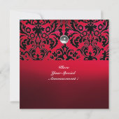 DAMASK EDELSTEEN MONOGRAM rood burgundy wit zwart Kaart (Achterkant)