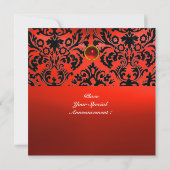 DAMASK EDELSTEEN MONOGRAM rood zwart wit Kaart (Achterkant)