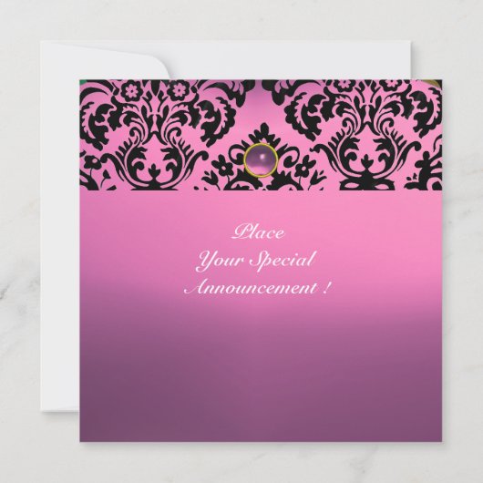 DAMASK EDELSTEEN MONOGRAM roze paars Kaart (Achterkant)