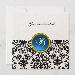 DAMASK EDELSTEEN MONOGRAM saffier blauw goud Kaart