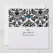 DAMASK EDELSTEEN MONOGRAM saffier blauw ijs Kaart (Achterkant)