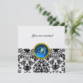DAMASK EDELSTEEN MONOGRAM saffier blauw ijs Kaart (Staand voorkant)