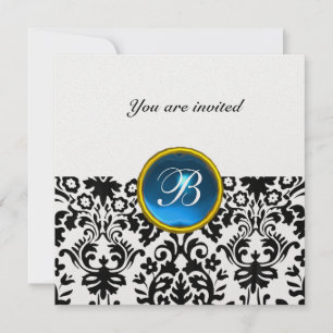 DAMASK EDELSTEEN MONOGRAM saffier blauw ijs Kaart