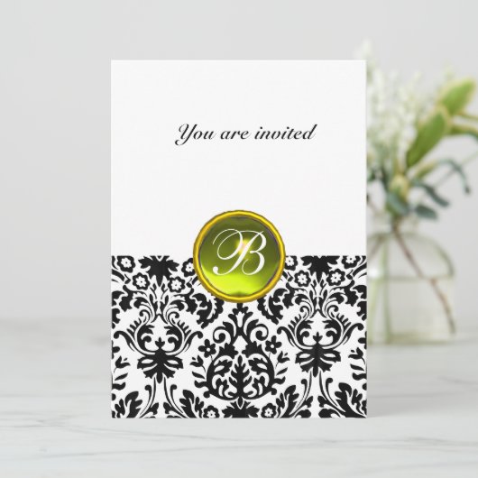 DAMASK EDELSTEEN MONOGRAM topaas geel wit Kaart (Staand voorkant)