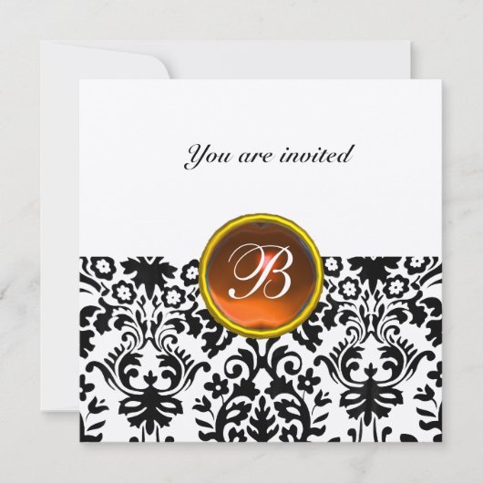 DAMASK EDELSTEEN MONOGRAM topaas oranje goud Kaart (Voorkant)
