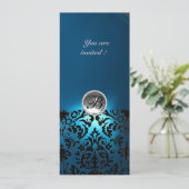 DAMASK EDELSTEEN MONOGRAM  wit blauw,groenblauw Kaart (Staand voorkant)