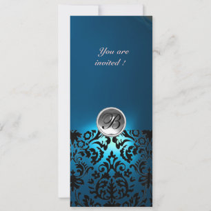 DAMASK EDELSTEEN STENEN MONOGRAAM  wit blauw,turqu Kaart