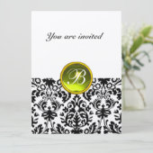 DAMASK EDELSTEEN STENEN MONOGRAM geel vilt Kaart (Staand voorkant)