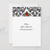 DAMASK EDELSTENEN INITIALEN robijn rood wit rsvp Kaart (Achterkant)