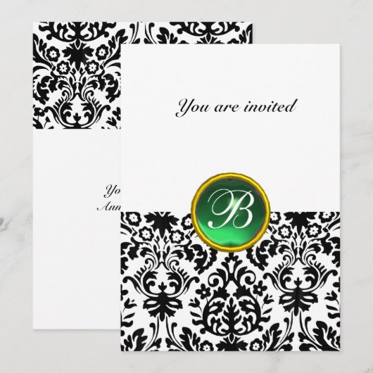 DAMASK EDLE STEIN MONOGRAM jade groen Kaart (Voorkant / Achterkant)