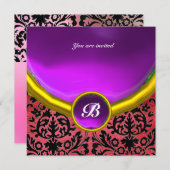 DAMASK EDLE STEIN MONOGRAMM purper violette zijde Kaart (Voorkant / Achterkant)