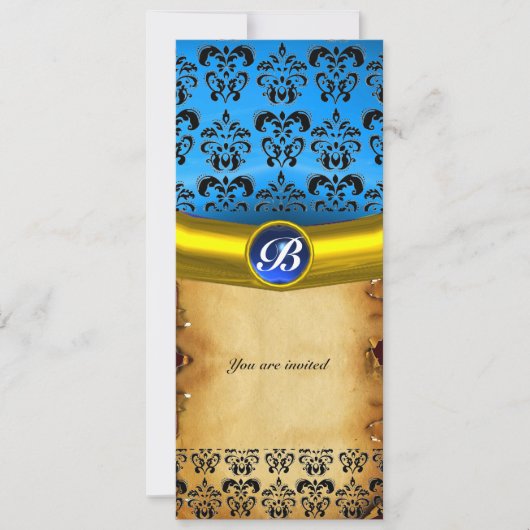 DAMASK EDMELSTEEN MONOGRAAM, bruin perkament Kaart (Voorkant)